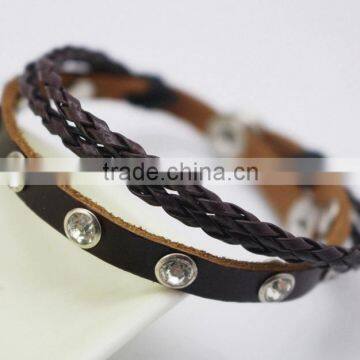 Trendy Best Friend Crystal Rhinestone Leather Bracelet Jewelry