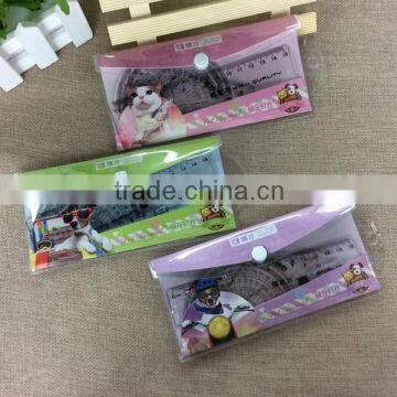 High Quality Cute Student High Clear Economic Scale Plastic Transparent Ruler Set