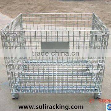 Industrial Foldable Wire Mesh Containers With Wheels