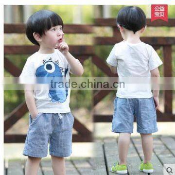 Boys' summer suit 2015 tide children of two 1-2-3-4-5 years old Korean Short Sleeved cotton baby clothes