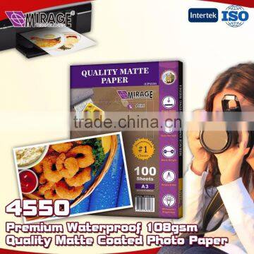 Premium Waterproof 108gsm Quality Matte Coated Photo Paper
