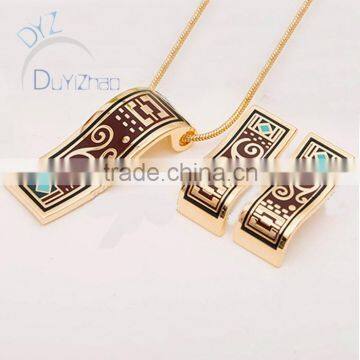 Chinese jewelry newest enamel jewelry set in gold plating