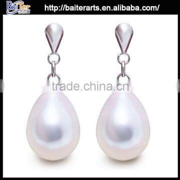 China Jewelry 925 Sterling Silver Freshwater Rice Shape Wedding Earrings Pearl