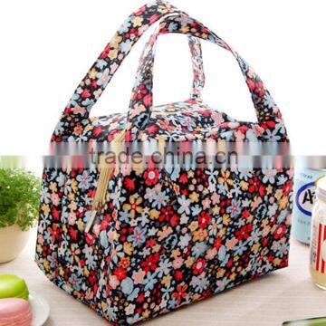 2016 fashion flower design cooler lunch bag