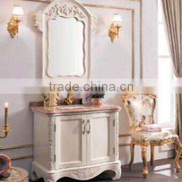 Floor mounted Bathroom sinks classic marble solid wood bathroom floor cabinet