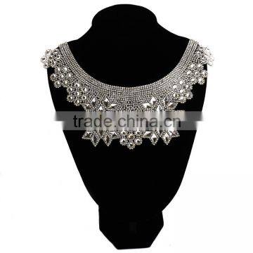 Factory Direct Hot Sale Handmade Beaded Neckline Applique Collar for Apparel Back With Glue Hotfix Can Adhesive Cloth