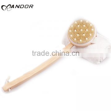 Disassemble wood handle back bath dry natural bristle body brush