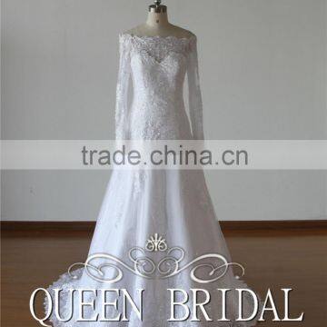 QUEEN BRIDAL Long Sleeve Wedding Dress Lace Beading Vestidos De Novia photo-2