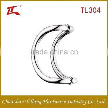 C style satin and mirror Polish stainless steel glass pull door handle