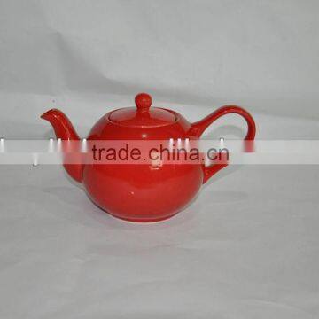 Red color glazed ceramic tea pot