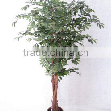 Artificial olive tree with trunks twist together potted in planter