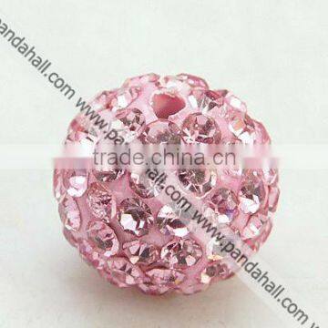 Polymer Clay Rhinestone Beads, Light Rose(RB-C1438-10mm-A27)