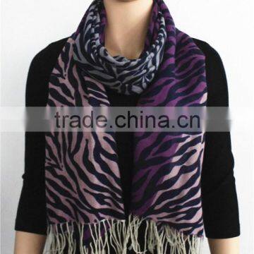 Patchwork Printed Wool Scarf with fringe