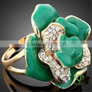 18k gold plating austrian crystal flower big ring