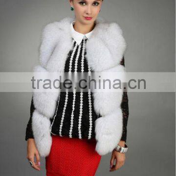 Full Skin Fox Fur Vest / White Color Fur Vest For Women Winter