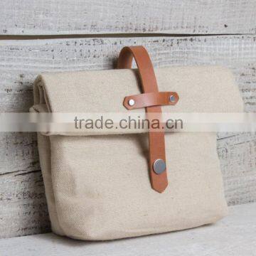Personalized Waxed Canvas Lunch Bag With Leather Trim Quality Choice photo-3