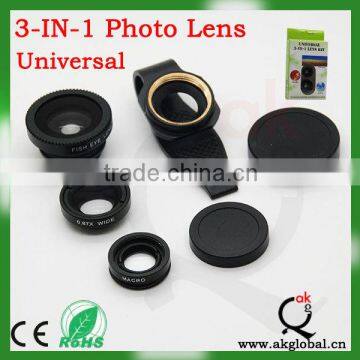 For iPhone Samsung HTC LG ZTE Xiaomi Huawei other mobile phone clip-on camera lens fisheye/wide-angle/macro