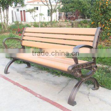 Wood plastic composite bench with backrest cast aluminum patio furniture