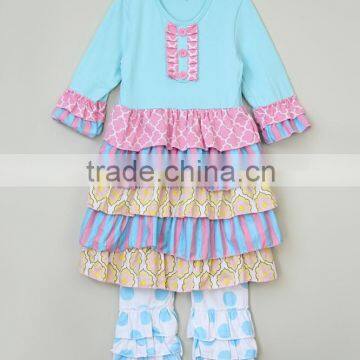 2015 High Quality Baby Girls Outfits Wholesale Children's Boutique Clothing Little Girls Boutique Matching Remake Clothing Sets
