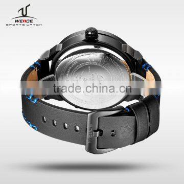 WEIDE Luxury Watch Brand Men Quartz Watches Genuine Leather Watch Strap Waterproof Casual Wrist Watches Men