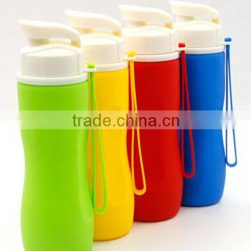 Printing custom logo silicone folding sport filter water bottle