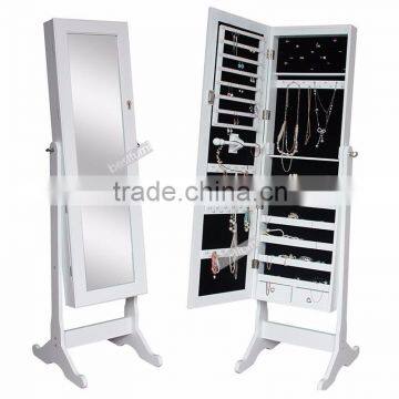 Where To Buy White Mirrored Jewelry Cabinet Mirror Organizer Armoire Storage Box Ring W/Stand