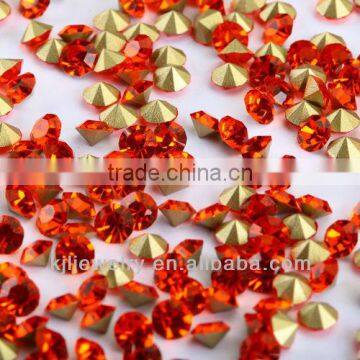 KJL-BD047 Orange Crystal Rhinestone Chaton Point back round loose stone bead