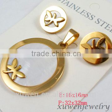 shell gold color stainless steel jewelry sets for women