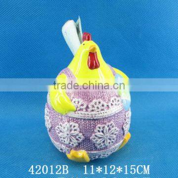 Wholesale cock design ceramic utensil holder for easter