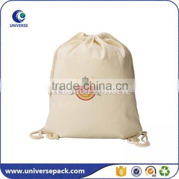 High quality white customized backpack bag with drawstring