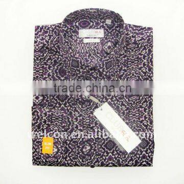 Men's classic European business dress silk cotton long sleeve stylish floral shirt