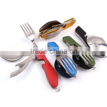 Hot sale Camping Hiking Hunting Spoon Fork Opener Army Knife /Portable Folding camping Multi Tool