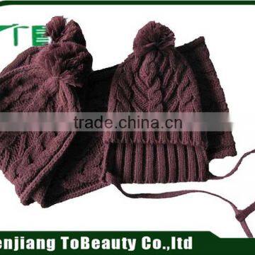 Handmade good quality gift beanie and scarf set with pompom