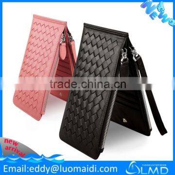 2015 fashion woven sheepskin card holder for ladies