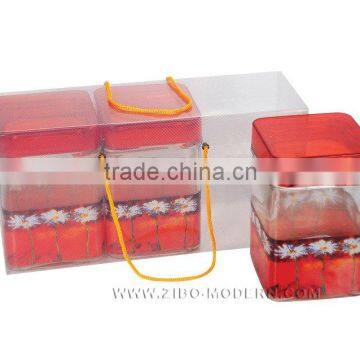 3pc Glass Jar Set,PP box