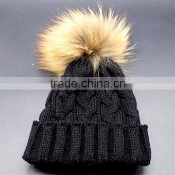 Wholesale New Arrival Custom Raccoon Fur Ball Kid Beanie Hat photo-2