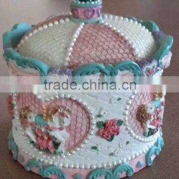 carousel horse pink green purple resin gift jewelry box