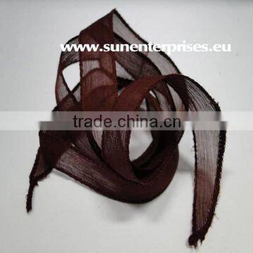 Silk Chiffon Tapers Brown Hand dyed silk cords