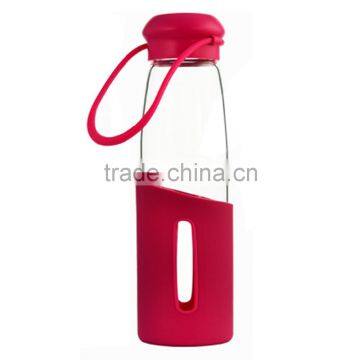 Cheap Logo Printed Green 500ml Glass Sport Water Bottle With Silicone Sleeve photo-4