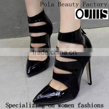 Wholsal High Heels Summer Ladies Ankle Boots Black Sexy Sandals PF4373