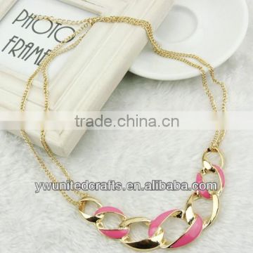 2014 Fashion Lady enamel chain necklace custom logo on lobster clasp