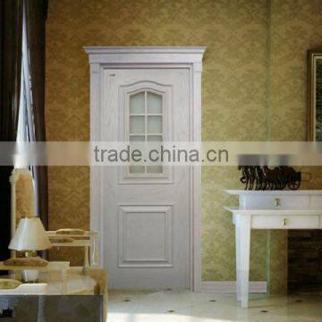 Lowes modern bedroom wooden single door with tempered glass carving designs DA-6