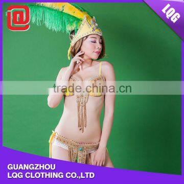 Fashion gold bling rhinestone beaded samba style sexy carnival costumes