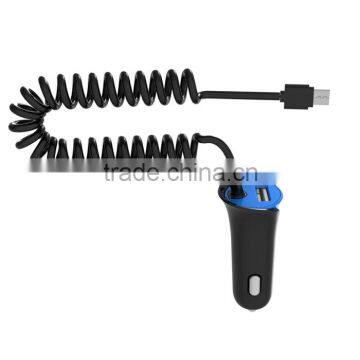 USB Car charger with charging cable for iphone, samsung, android