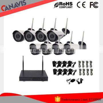 Promotion Night vision wireless bullet camera 8ch wifi network wireless security cctv hd camera kit