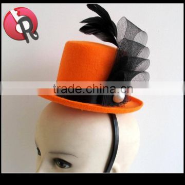 orange red black Mini Top Hat Womens Costume Accessory Gothic Halloween Fancy Dress