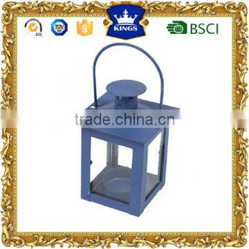 The conventional simple blue mini metal lantern Garden decoration