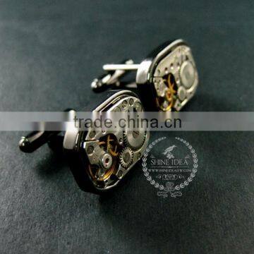 14x19mm Vintage Style Steam Punk Watch Movement Gun Black Fashion Cuff Link 6600034 photo-3