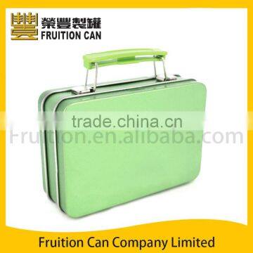 Mini Suit Case Metal Tin Box with Plastic Handle