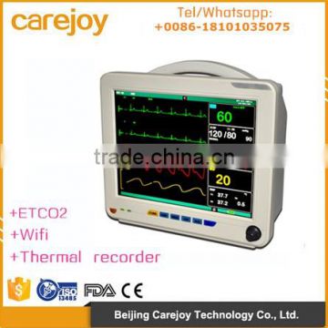 CE approved 6 parameter 12 inch Patient Monitor Wifi thermal recorder ETCO2 IBP optional